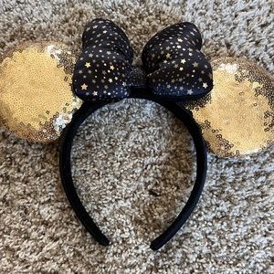 Disney Disneyland Parks Paris Gold Black Is Magical Minnie Sequin Ears Headband